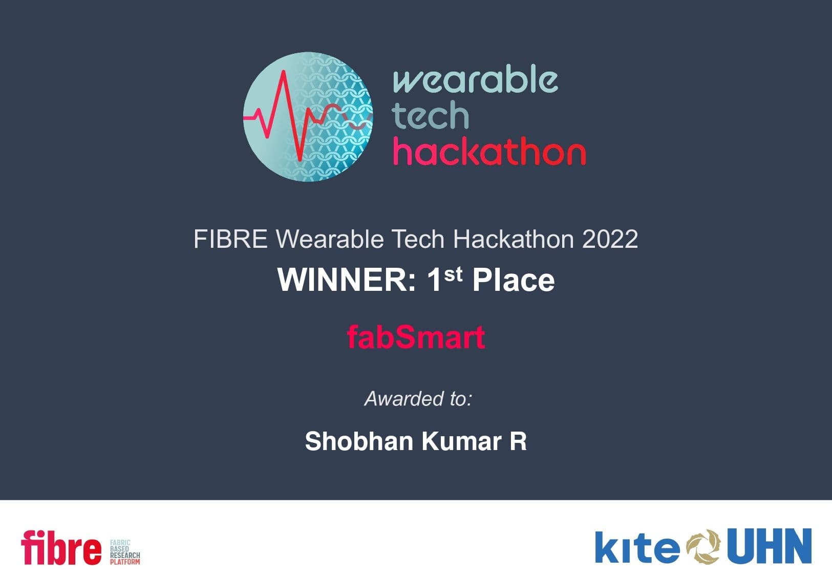 Winner - FIBRE Wearable Tech Hackathon 2022 image 2