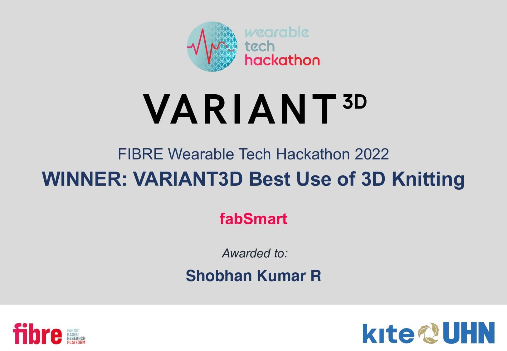 Winner - FIBRE Wearable Tech Hackathon 2022 image 3